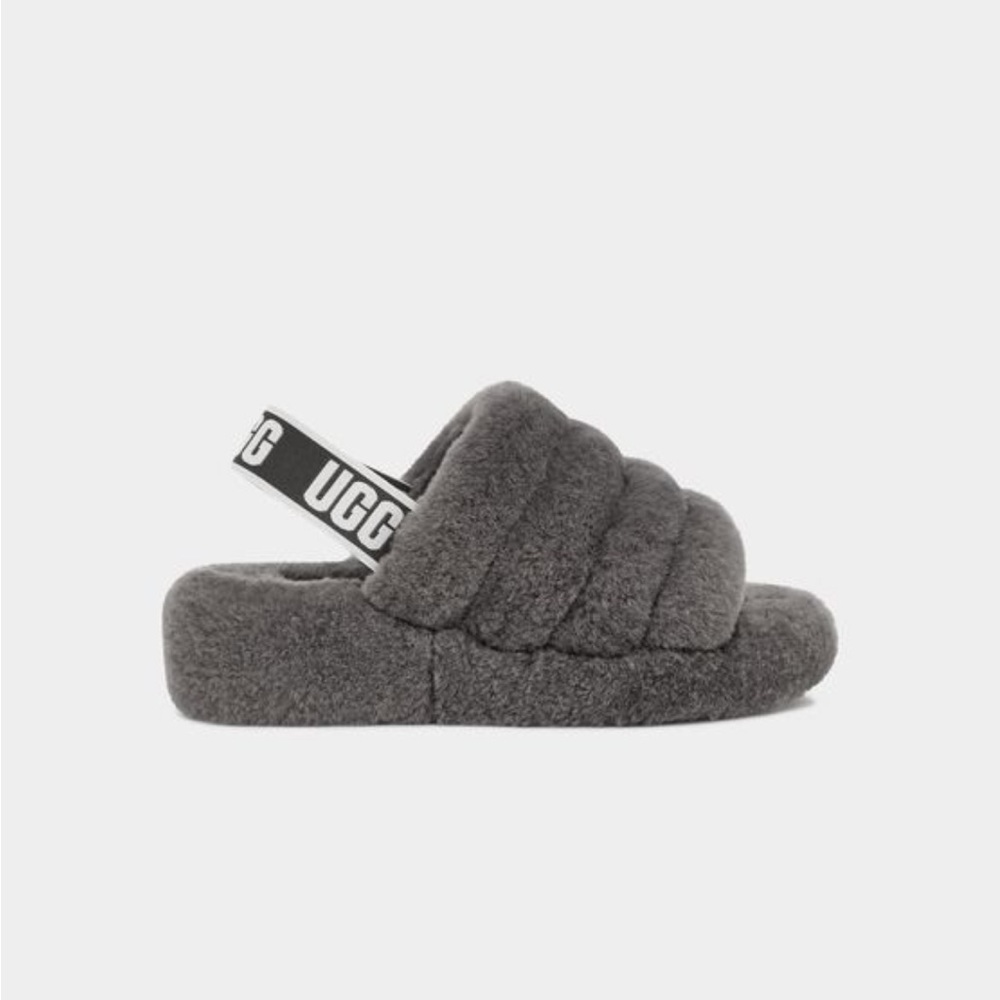 GRAY UGG PLUSH FLUFF YEAH SLIPPER SANDALE IN GREY SIZE 8